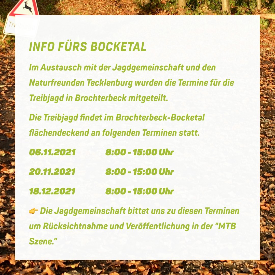 INFO FÜRS BOCKETAL - Jagdtermine